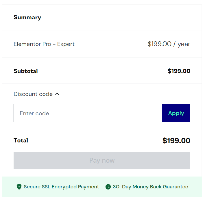 Discount Code Option On Elementor