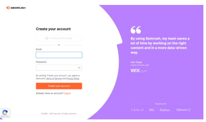 Semrush - Create Your Account