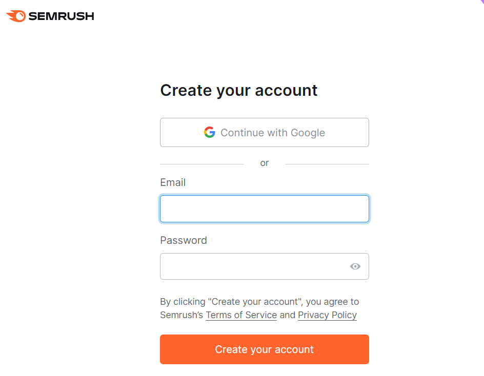 Semrush - Create Your Account