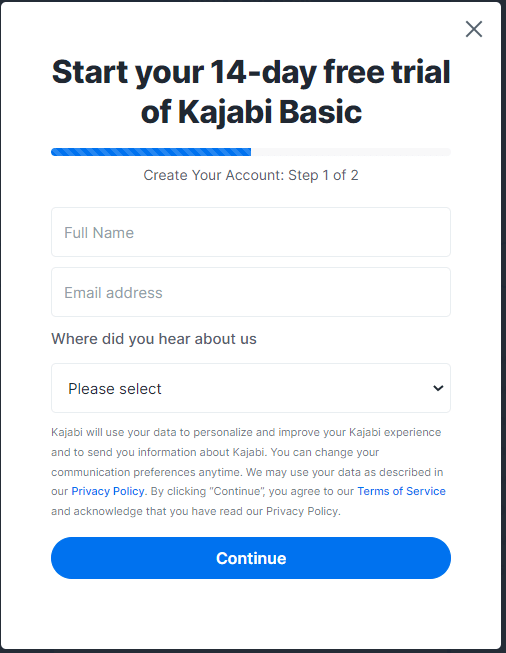 Kajabi - create A account