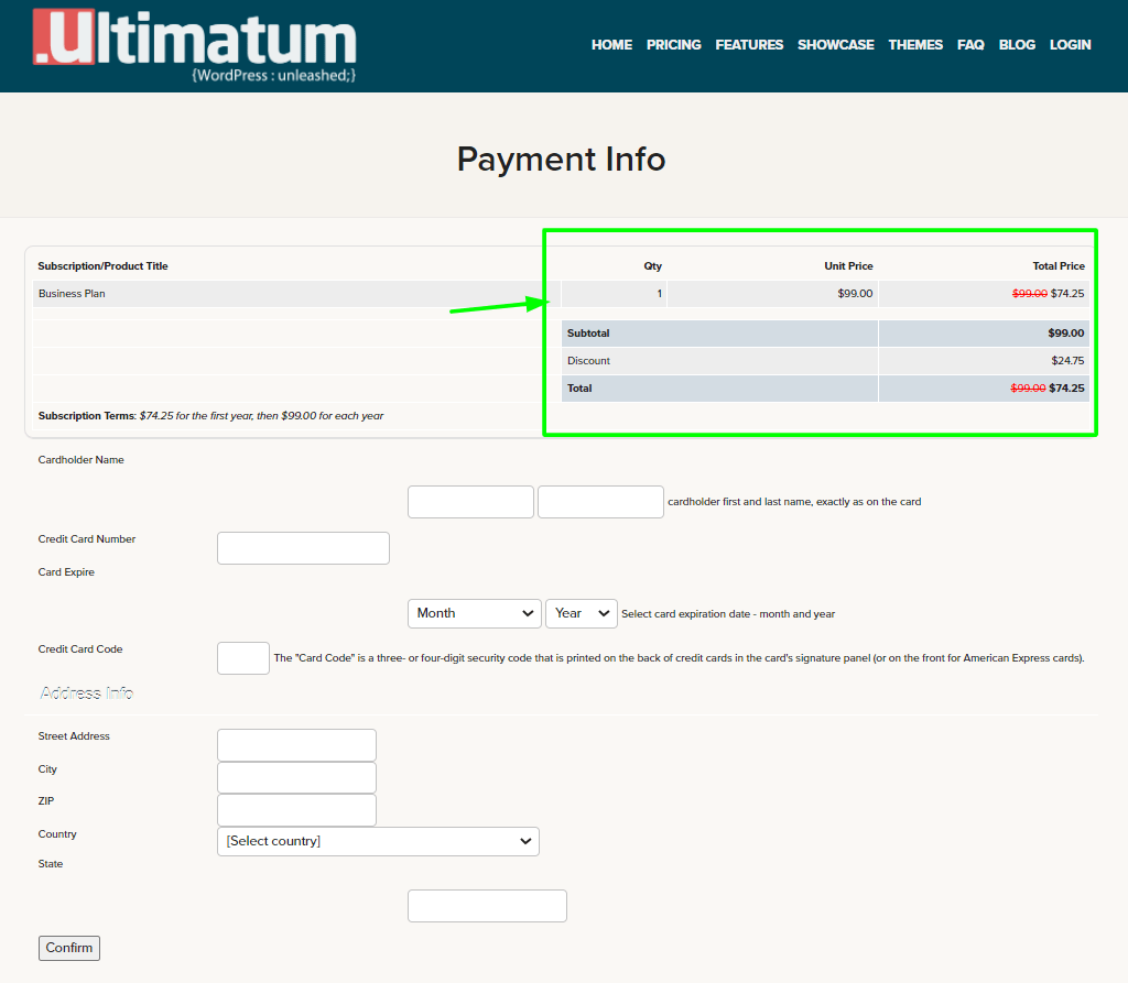 Ultimatum Theme - Payment Method