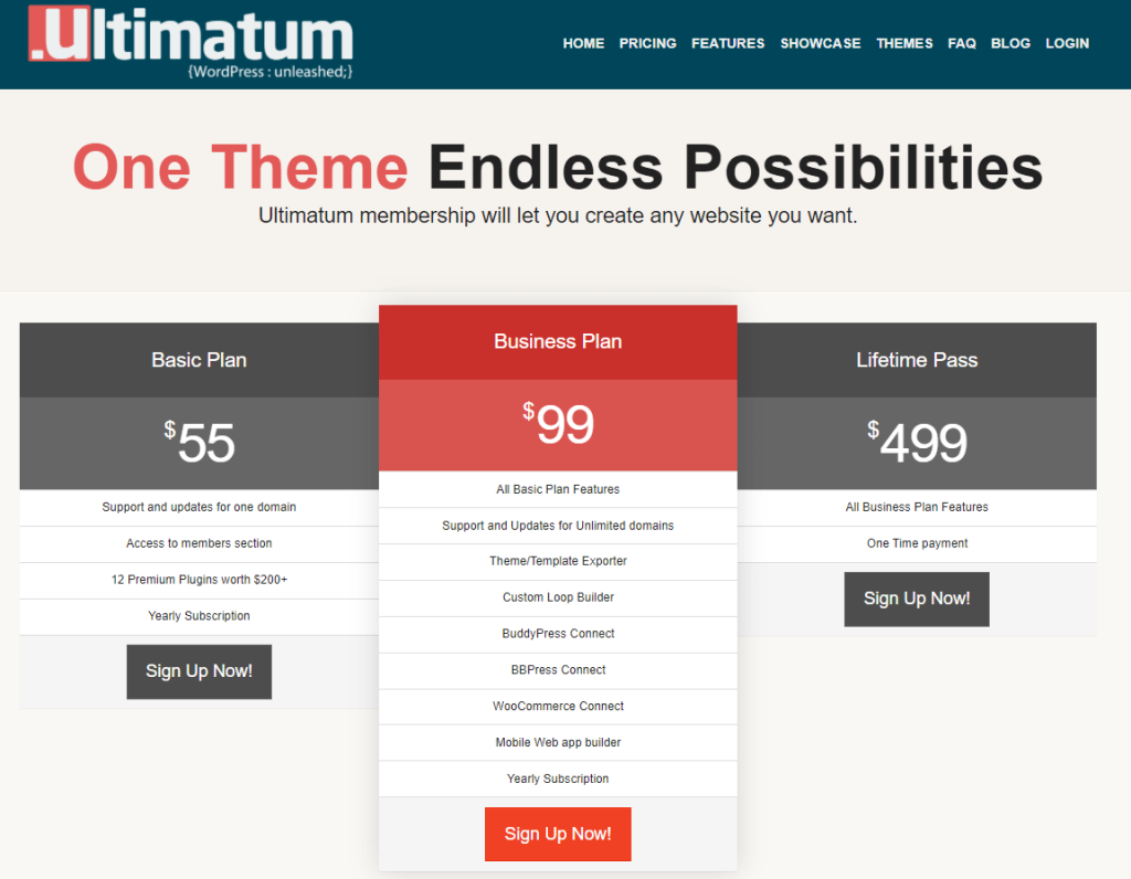 Ultimatum Theme - Pricing