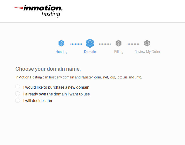 InMotion Hosting - Select Your Domain
