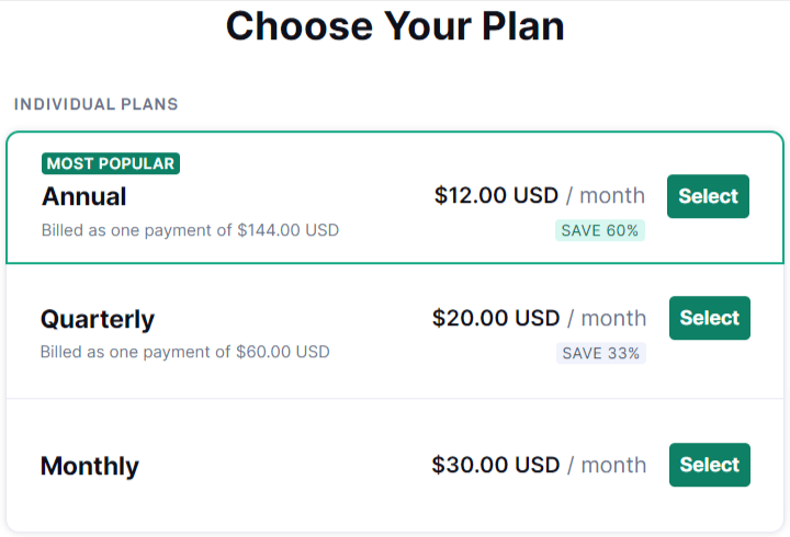 Pricing Plan