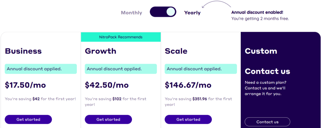 NitroPack Pricing Plan