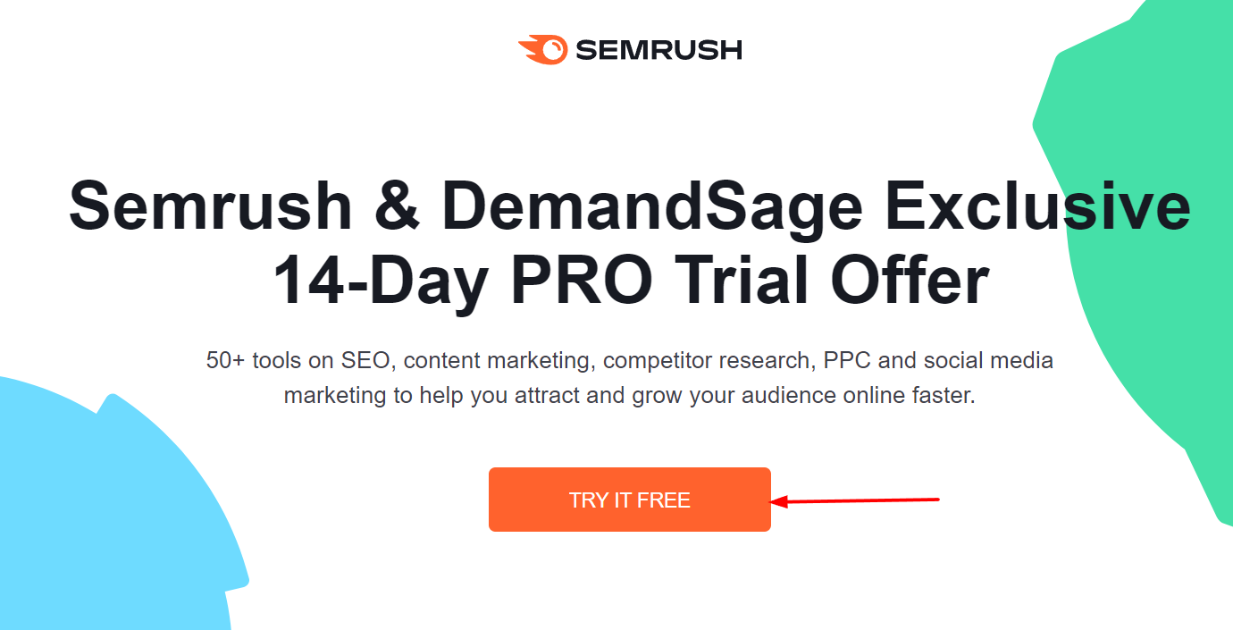 Semrush Trial Page & Click Try It Free